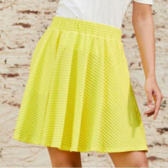 Modcloth Winner's Circle Skater Skirt Textured Mini Skirt Yellow ALine 1X NWT - Picture 1 of 13